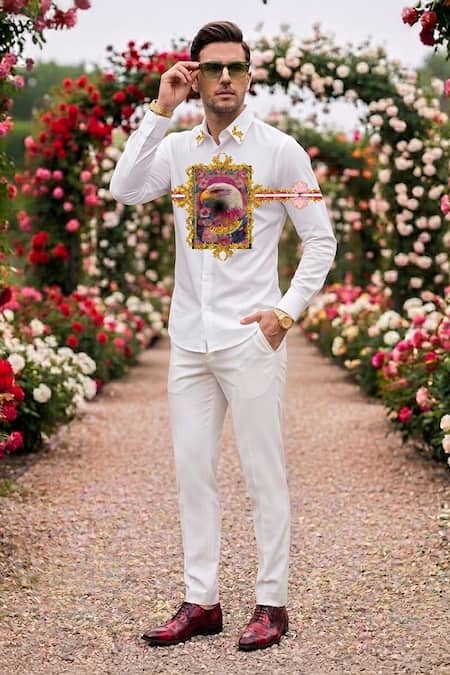 MR. Ajay Kumar Eagle White Print Shirt 