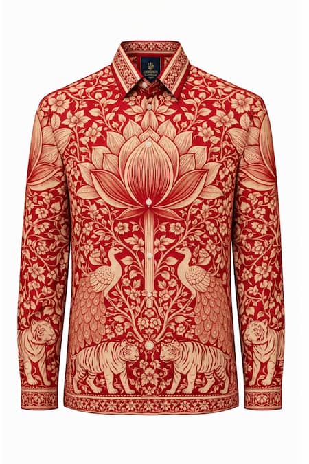 MR. Ajay Kumar Multi Color Cotton Phelix Print Shirt at Aza Fashions MR. Ajay Kumar_Multi Color Cotton Phelix Print Shirt _at_Aza_Fashions