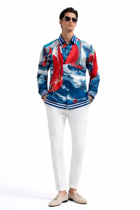 Shop MR. Ajay Kumar Multi Color Cotton Printed Shirt Online at Aza Fashions Shop_MR. Ajay Kumar_Multi Color Cotton Printed Shirt _Online_at_Aza_Fashions