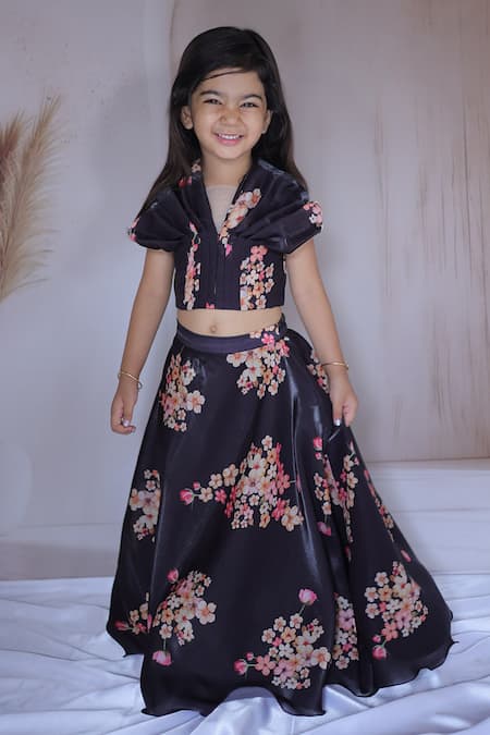 Little Loom Floral Print Top & Lehenga Set 