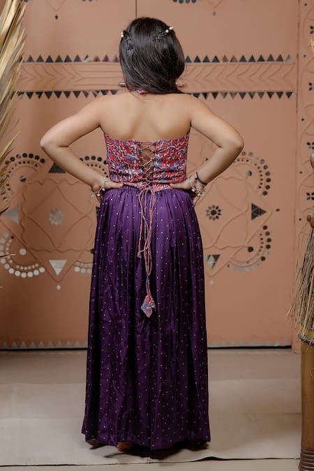 Tiny Colour Floral Print Corset & Sharara Set 