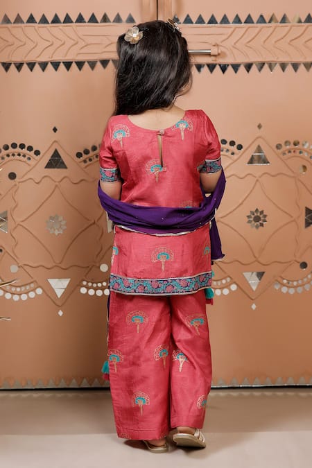 Tiny Colour Floral Block Print Kurta Pyjama Set 