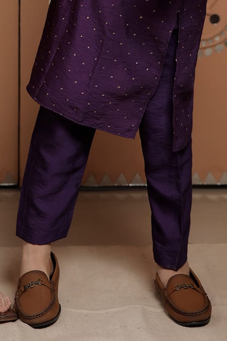 Tiny Colour_Purple Modal Plain Kurta And Pyjama Set _Online_at_Aza_Fashions
