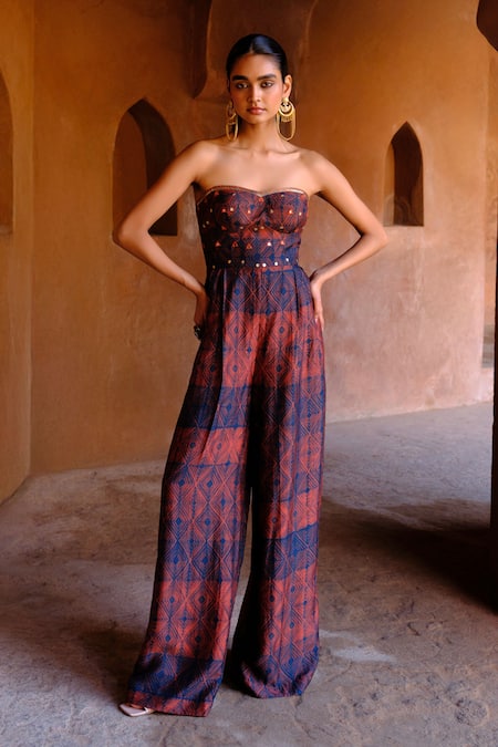 Drishti & Zahabia Inaaya Shibori Ikat Print Jumpsuit 