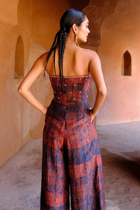 Drishti & Zahabia Inaaya Shibori Ikat Print Jumpsuit 