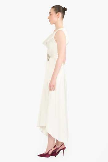 Gauri & Nainika Ivory Satin Crystals Cowl Neck Twisted Dress Online at Aza Fashions Gauri & Nainika_Ivory Satin Crystals Cowl Neck Twisted Dress _Online_at_Aza_Fashions