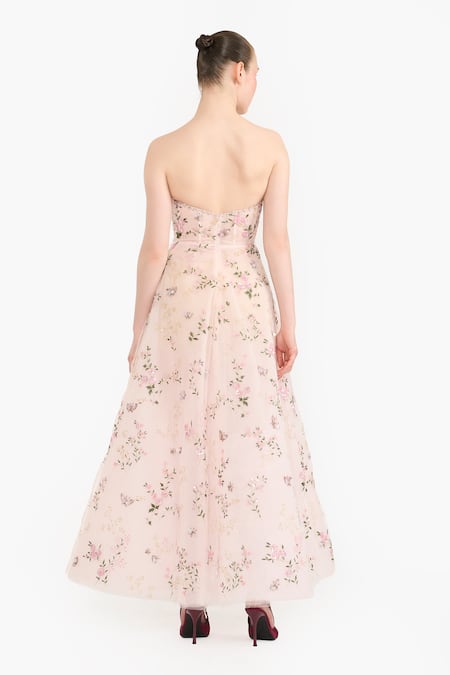 Gauri & Nainika Embroidered Tea Length Maxi Dress 