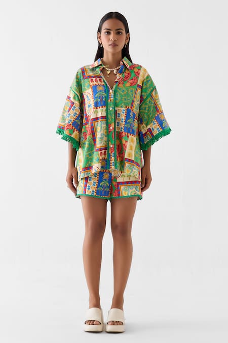 Studio Rigu Johari Print Shirt & Shorts Set 