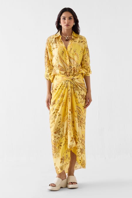 Studio Rigu Ambi Draped Printed Maxi Dress 