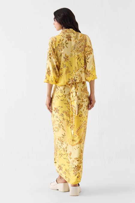 Studio Rigu Ambi Draped Printed Maxi Dress 