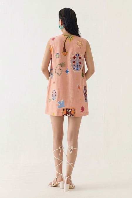 Studio Rigu Pottery Embroidered Short Dress 