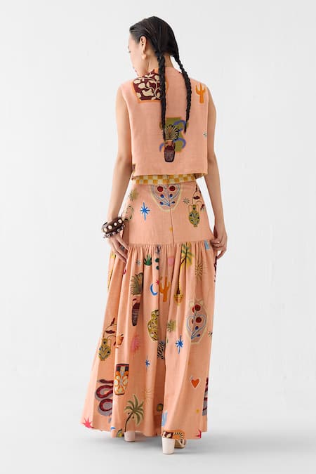 Studio Rigu Pottery Print Crop Top & Skirt Set 