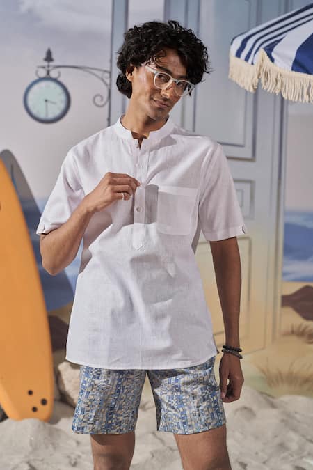 Philocaly Riven Half Sleeve Linen Shirt 