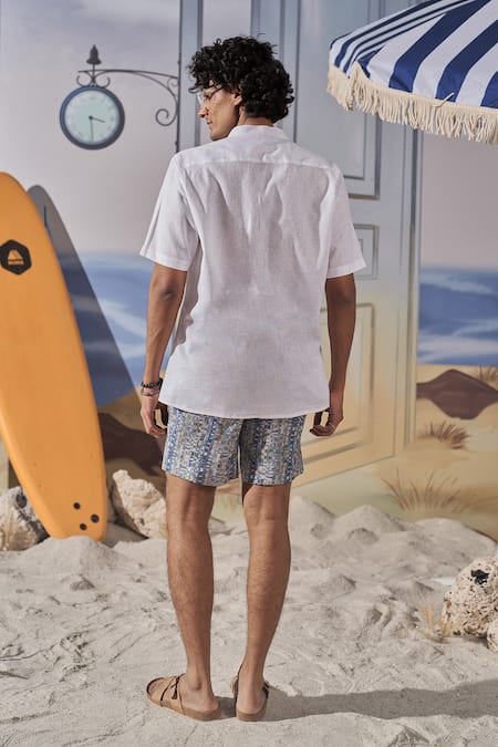 Philocaly Riven Half Sleeve Linen Shirt 