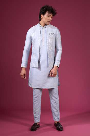 Arihant Rai Sinha Flower Pattern Nehru Jacket Kurta Set 
