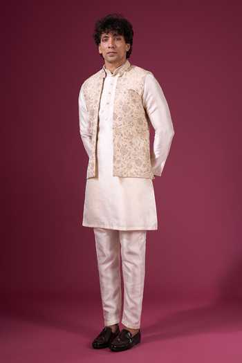 Arihant Rai Sinha Floral Pattern Nehru Jacket Kurta Set 