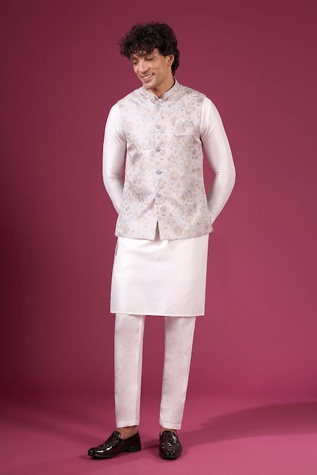 Arihant Rai Sinha Floral Garden Pattern Nehru Jacket Kurta Set  