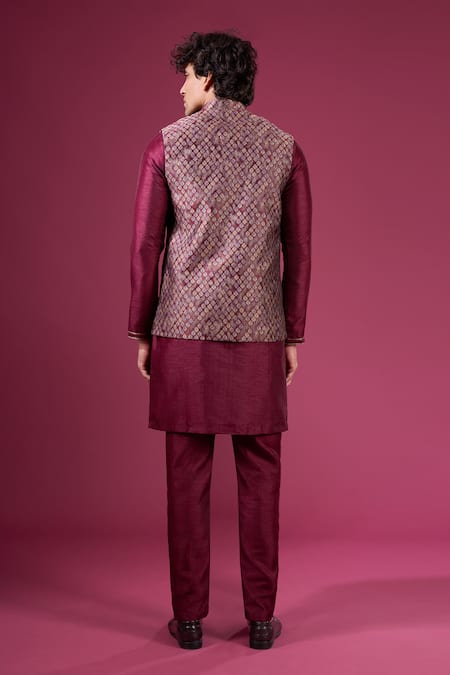 Arihant Rai Sinha Jacquard Sleeveless Nehru Jacket Set 