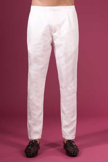 Buy_Arihant Rai Sinha_Off White Jacquard, Silk Contrast Nehru Jacket And Kurta Set 