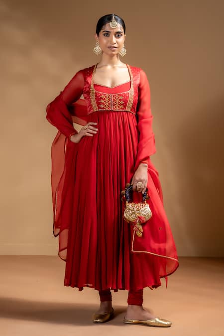 Baise Gaba Adah Gota Embroidered Jacket & Anarkali Set 