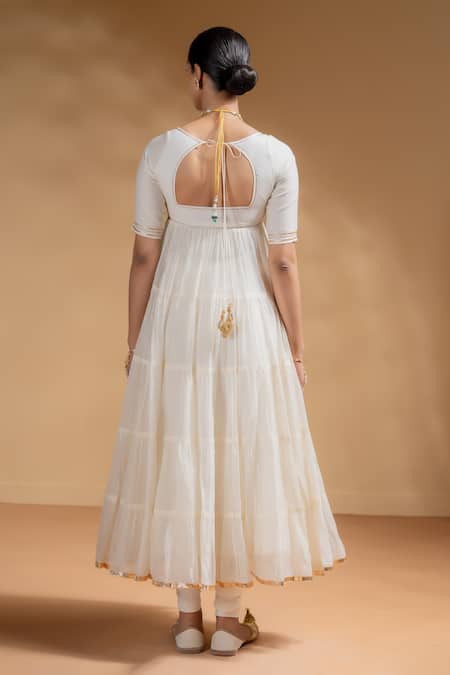 Baise Gaba Sharanya Gota Work Tiered Anarkali Set 