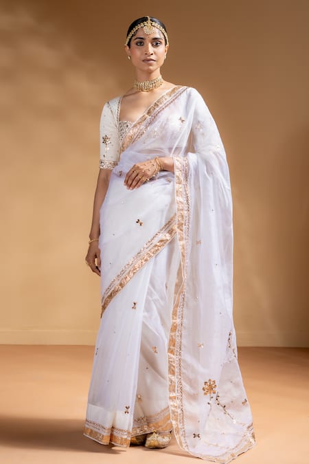 Baise Gaba Mridula Gota Work Saree With Unstitched Blouse Piece 