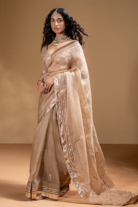 Baise Gaba Sarika Gota Work Saree With Unstitched Blouse Piece 