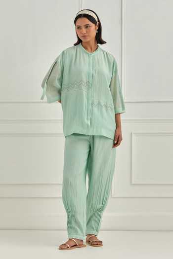 Cupid Cotton Pitta Work Mul Chanderi Top & Pant Set 