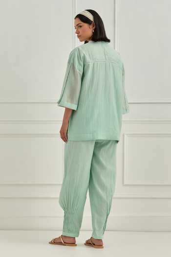 Cupid Cotton Pitta Work Mul Chanderi Top & Pant Set 