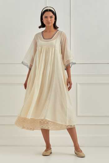 Cupid Cotton Ivanna Lace Hem Dress 