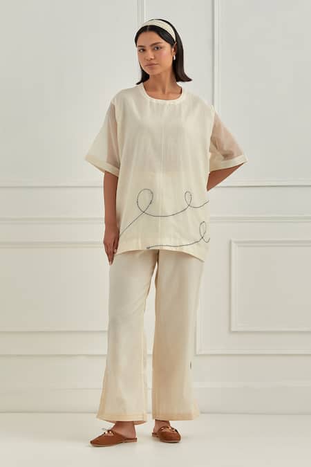 Cupid Cotton Skye Embroidered Top & Pant Co-ord Set 