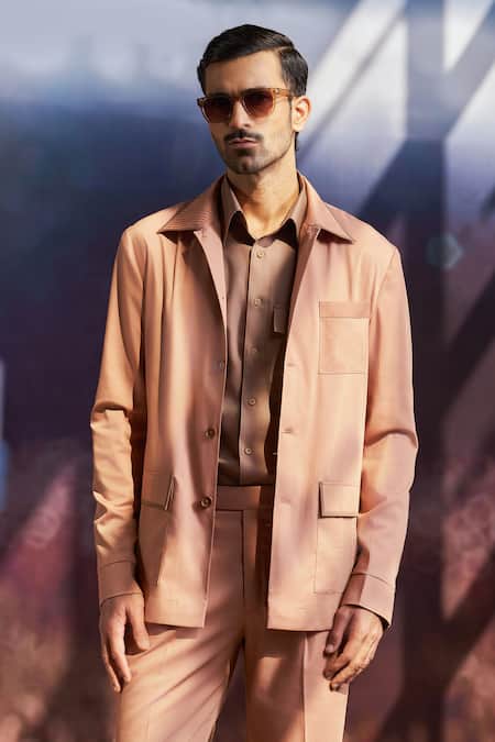 Philocaly Karl Pintucked Collar Shacket & Trouser Set 