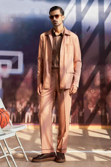 Philocaly Karl Pintucked Collar Shacket & Trouser Set 