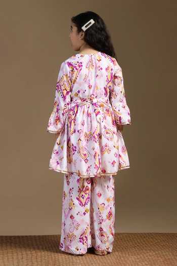 Jhambthreads Ajrakh Print Peplum Kurta & Palazzo Set 