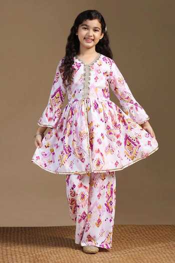 Jhambthreads Ajrakh Print Peplum Kurta & Palazzo Set 
