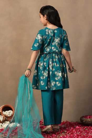 Jhambthreads Floral Foil Print Kurta Set 