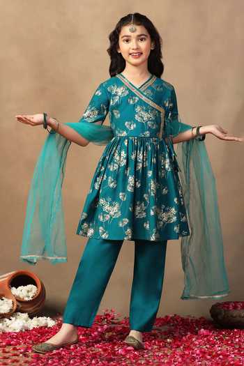 Jhambthreads Floral Foil Print Kurta Set 