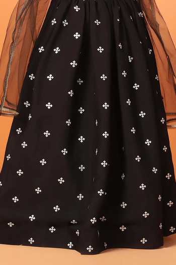 Jhambthreads_Black Silk Embroidery Contrast Lehenga Set _Online_at_Aza_Fashions