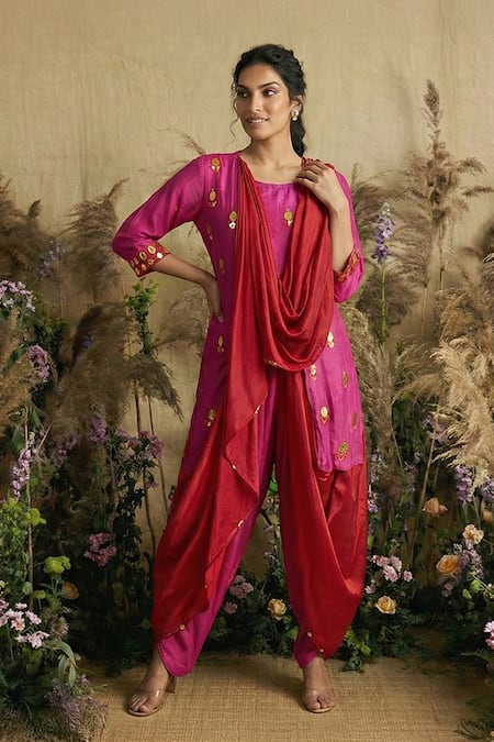 Two Sisters By Gyans Hand-Embroidered Kurta Dhoti Pant Set 