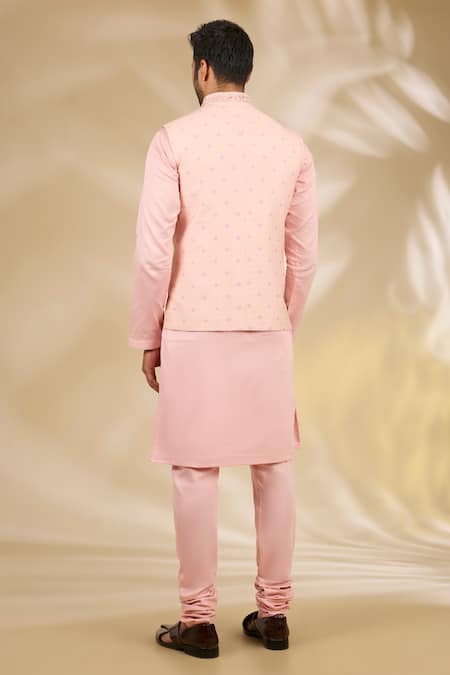 Manish Nagdeo Floral Woven Bundi & Kurta Set 