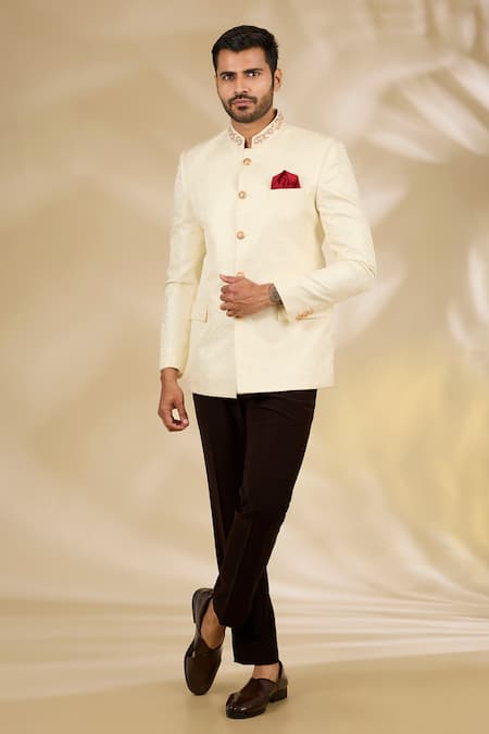 Manish Nagdeo Placement Embroidered Bandhgala Set 