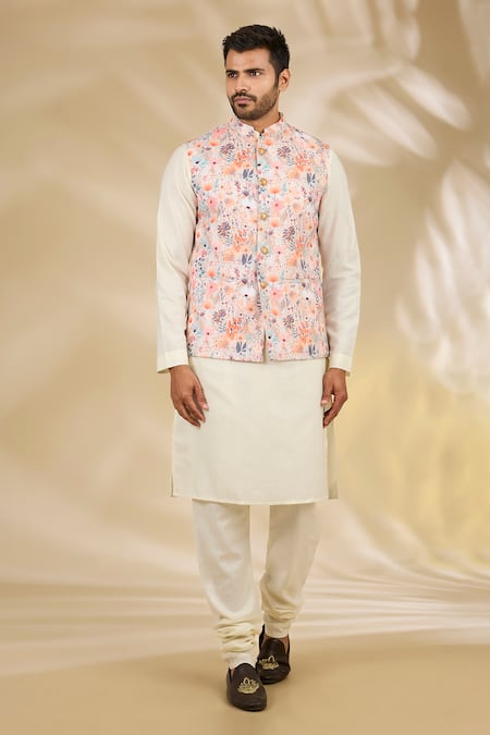 Manish Nagdeo Florette Print Bundi & Kurta Set 