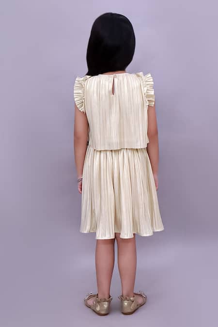 Lil Drama Pleated Poly Knit Top & Skirt Set 