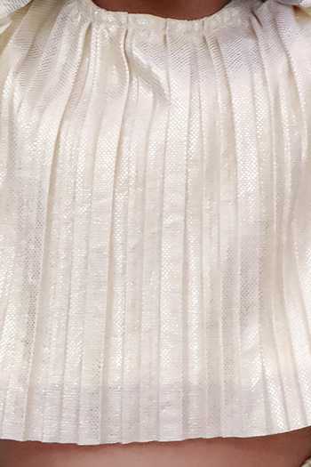 Buy_Lil Drama_Gold Polyester, Knit Pleated Poly Top And Skirt Set _Online_at_Aza_Fashions