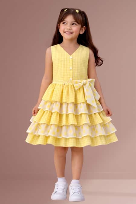 Lil Drama Chequred Top & Layered Skirt Set 