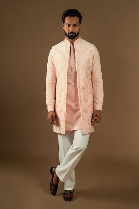 Punit Arora Longline Embroidered Bundi Kurta Set 