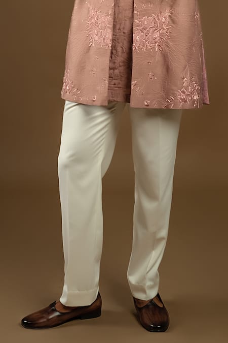 Punit Arora_Peach Silk, Cotton Embroidered Bundi Kurta Set _Online_at_Aza_Fashions