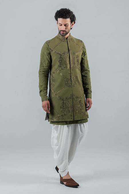 Punit Arora Grandiose Thread Work Bundi & Kurta Set 
