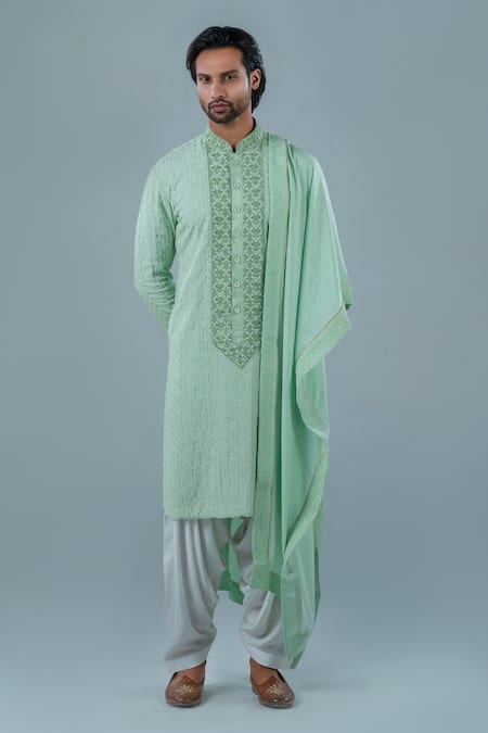 Punit Arora Serene Aqua Embroidered Kurta Set 