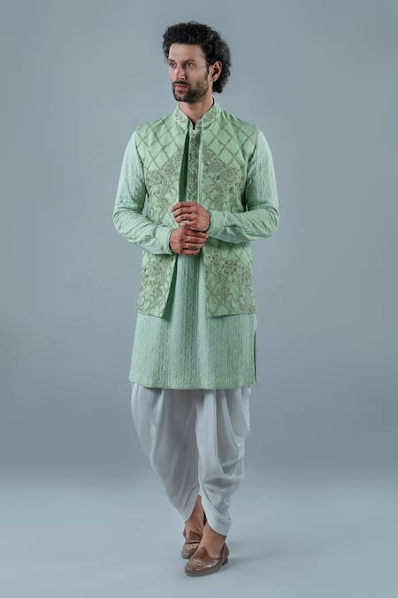 Punit Arora Embroidered Bundi & Kurta Set 